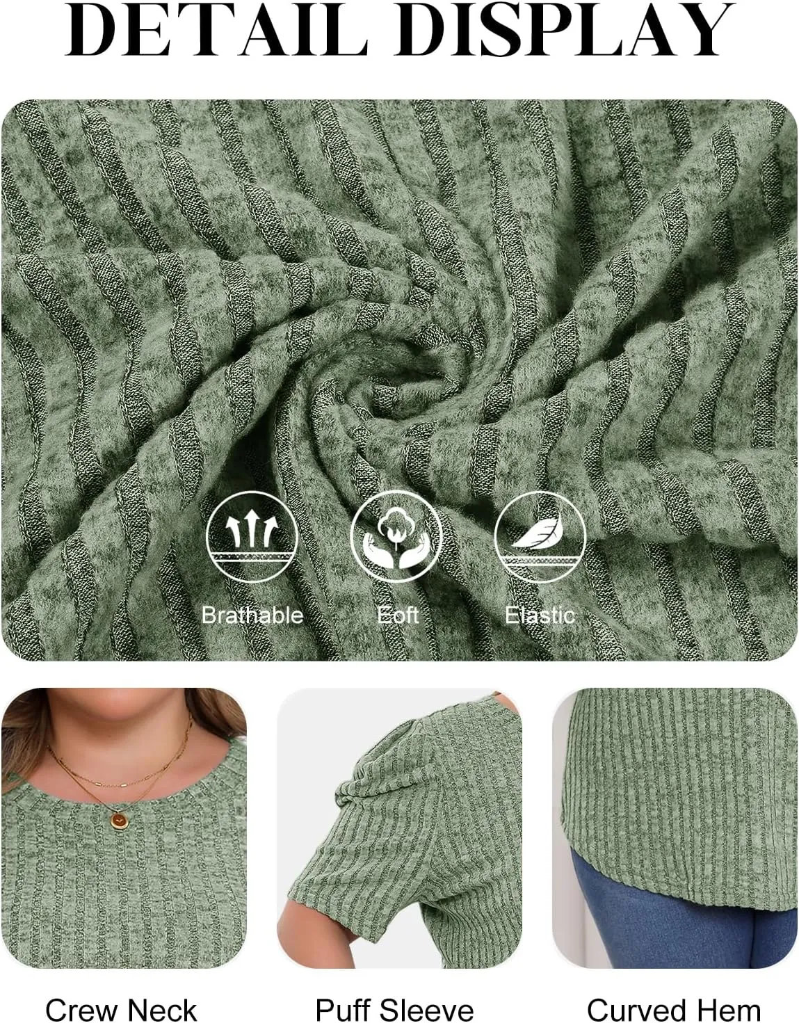 Chulianyouhuo Womens Plus Size Tops Puff Short Sleeve Crew Neck Knit Shirts Summer Lightweight Casual Blouse