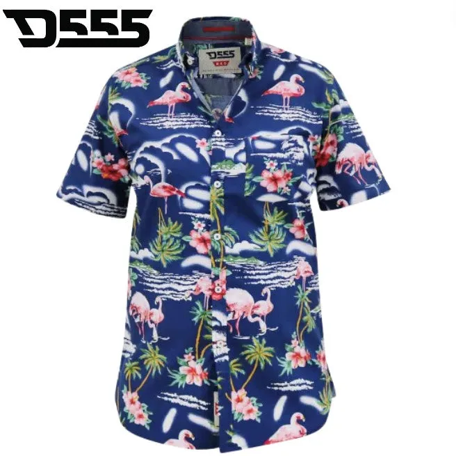 Duke Durham Blue Flamingo Hawaiian Shirt Blue