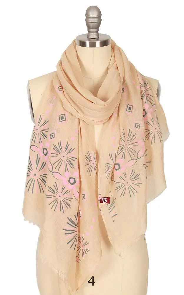 GPO549 Geometric Texture Print Scarf
