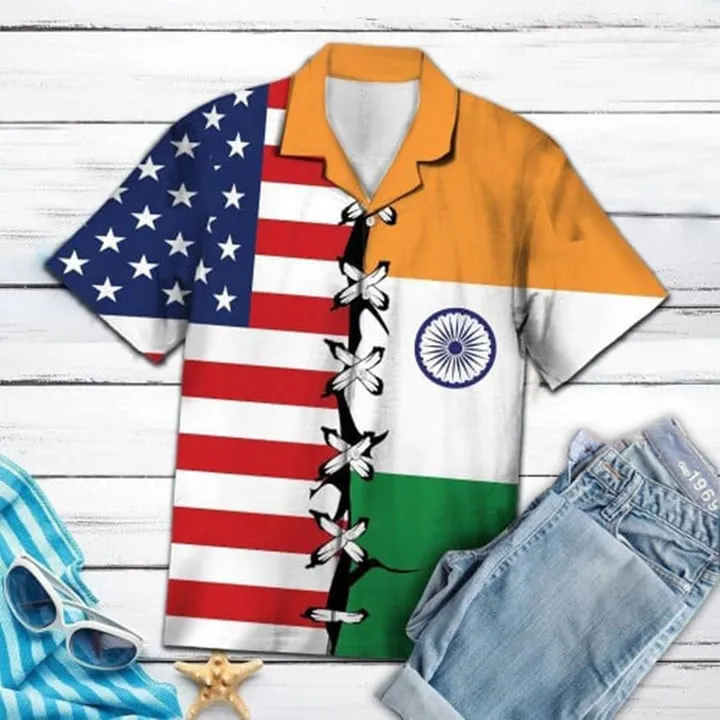 India Root Aloha Hawaiian Shirt Colorful Short Sleeve Summer Beach Casual Shirt, Hawaiian Shirt For Summer