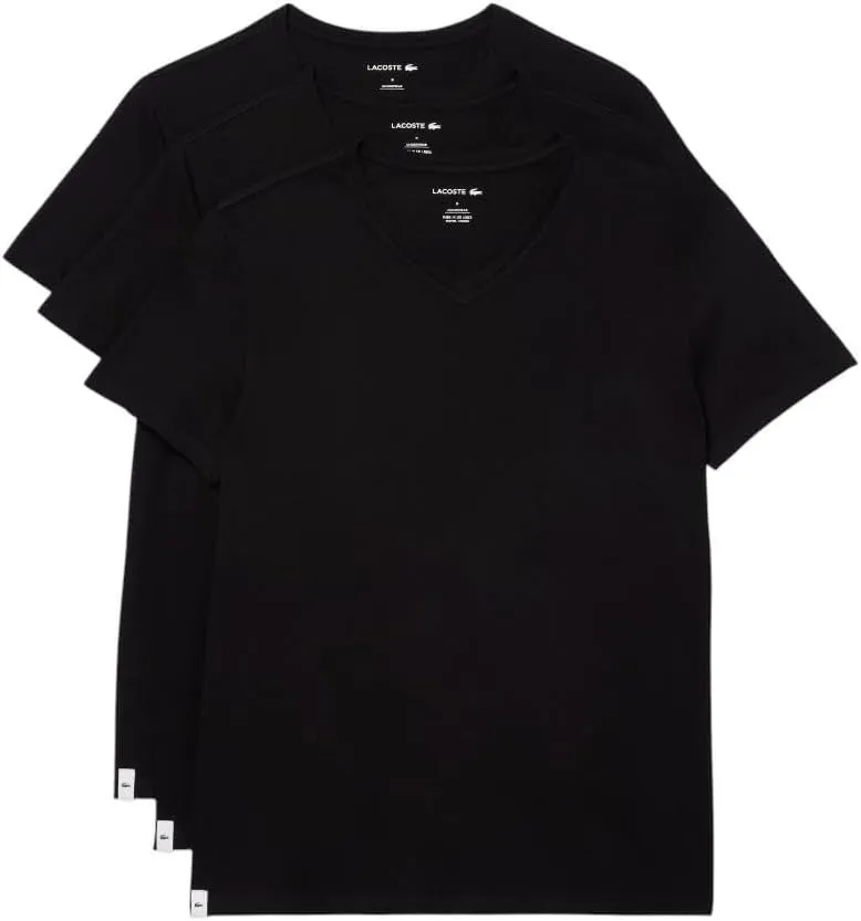 Lacoste Men's 100% Cotton Regular Fit V-Neck T-Shirt, 3-Pack