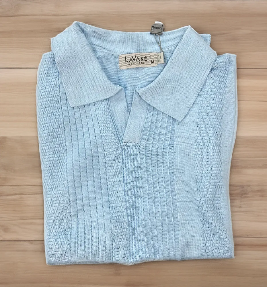 Lavane Fancy Johnny Collar Polo Short Sleeve - Sky
