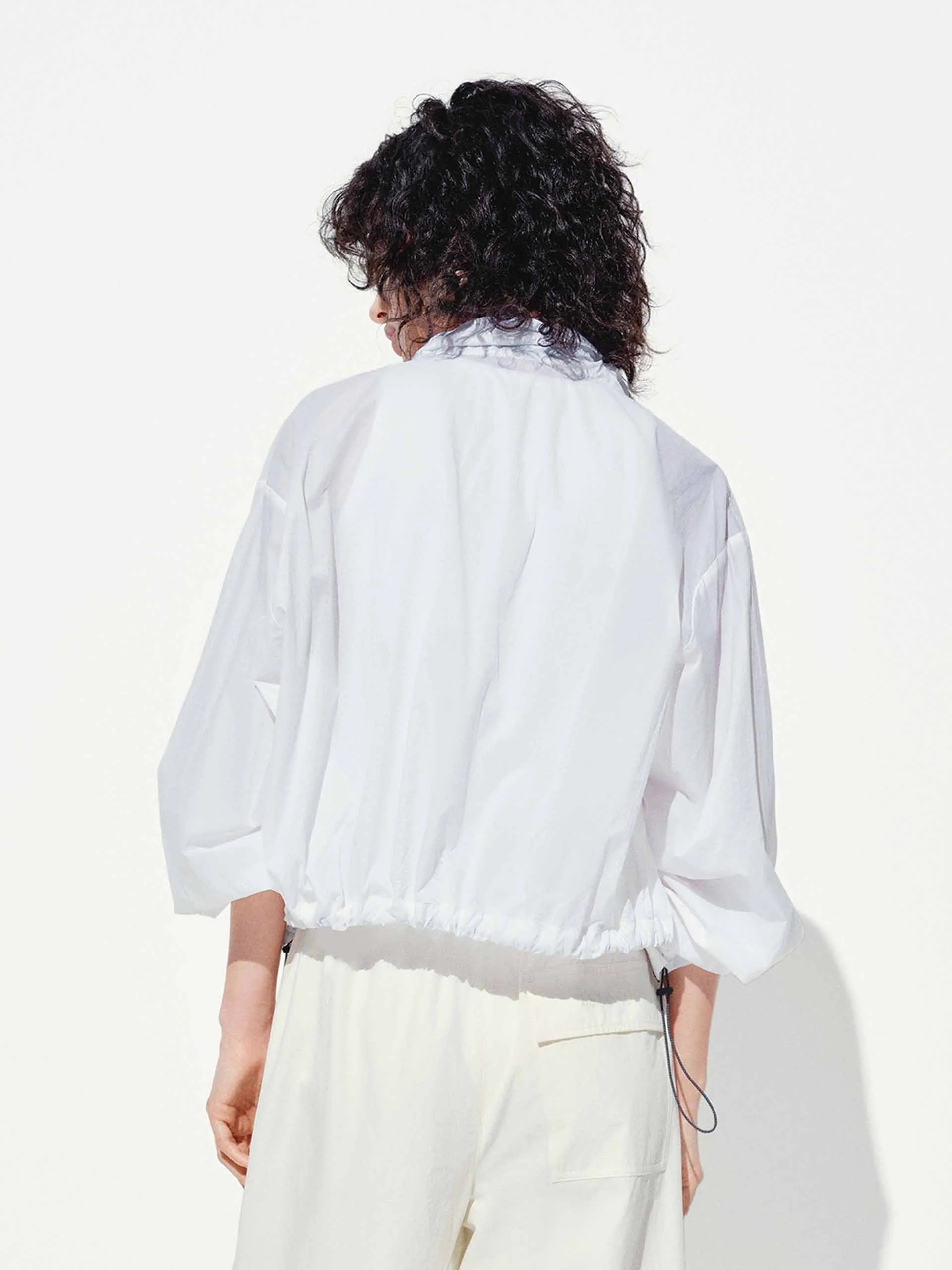 Lightweight Drawstring Cropped Jacket