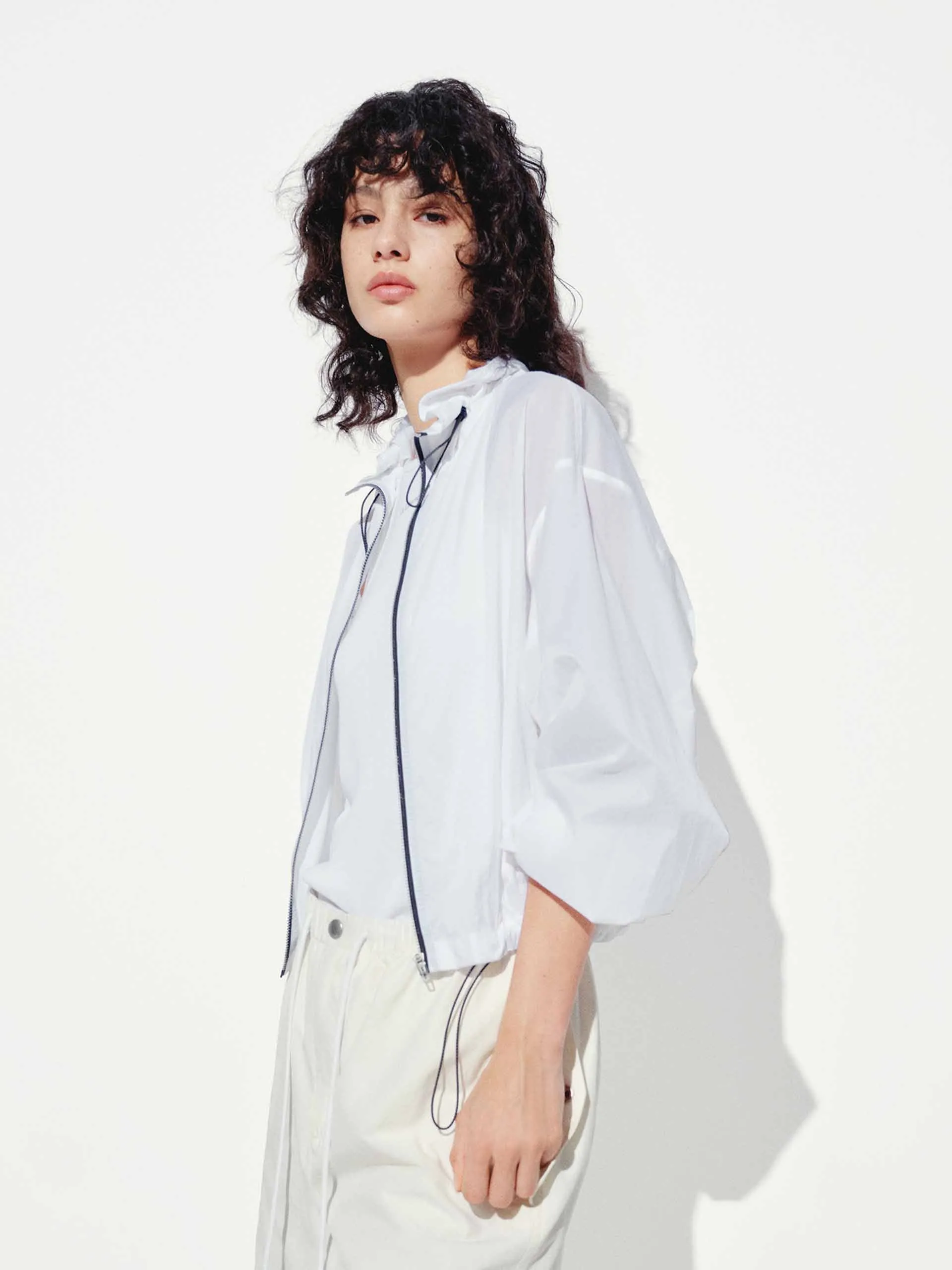 Lightweight Drawstring Cropped Jacket