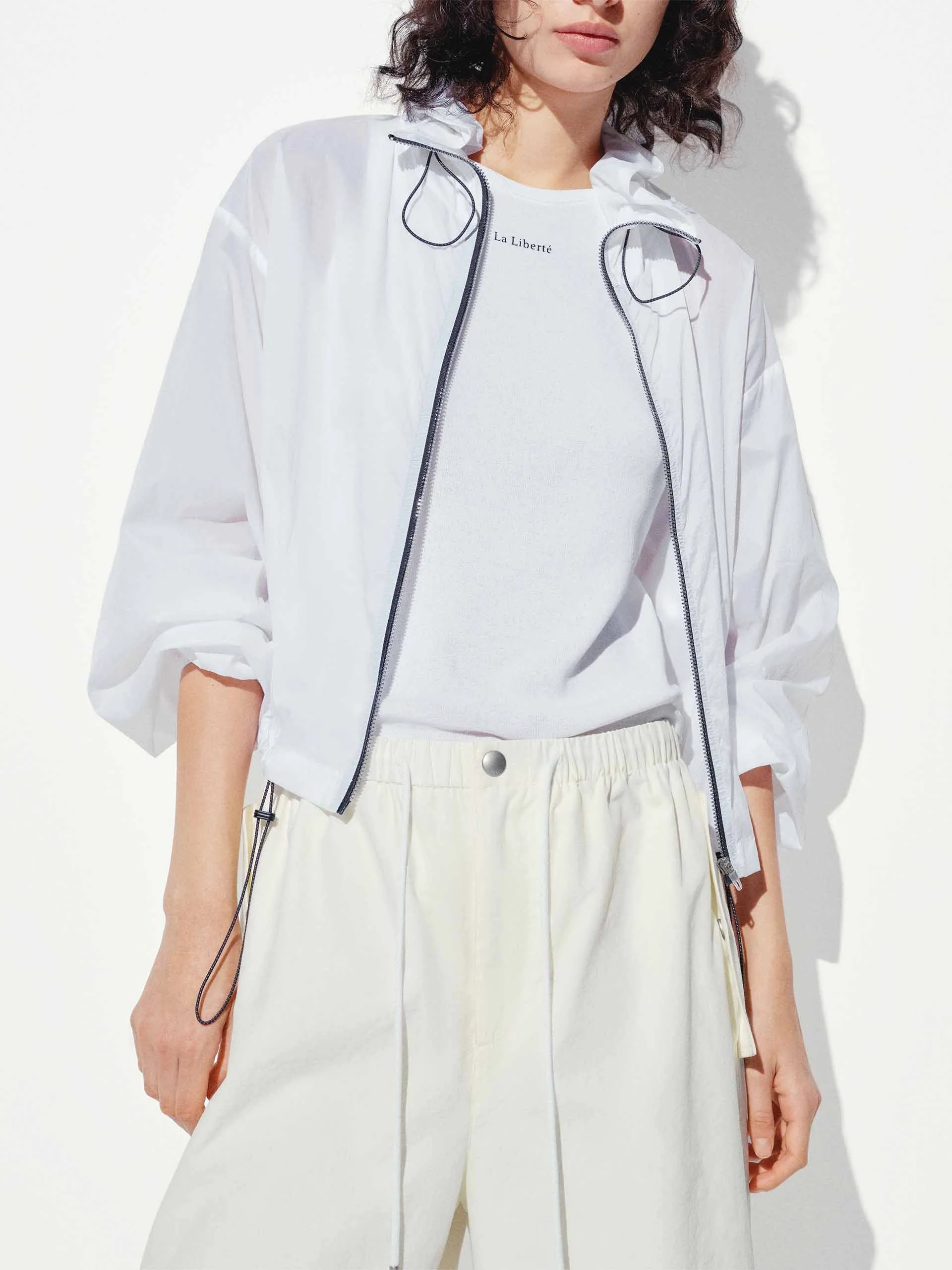 Lightweight Drawstring Cropped Jacket