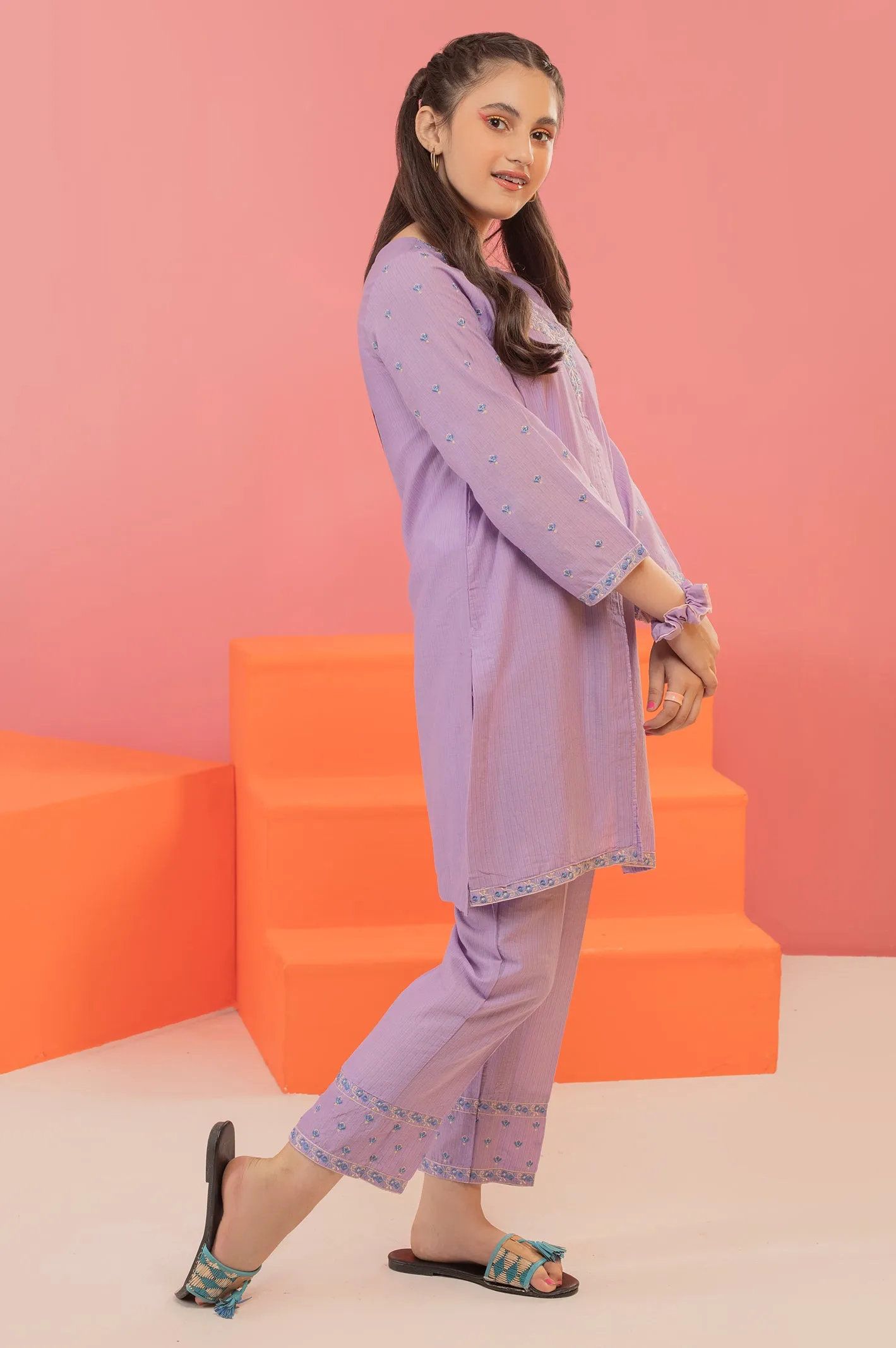 Lilac Embroidered Teens 2PC