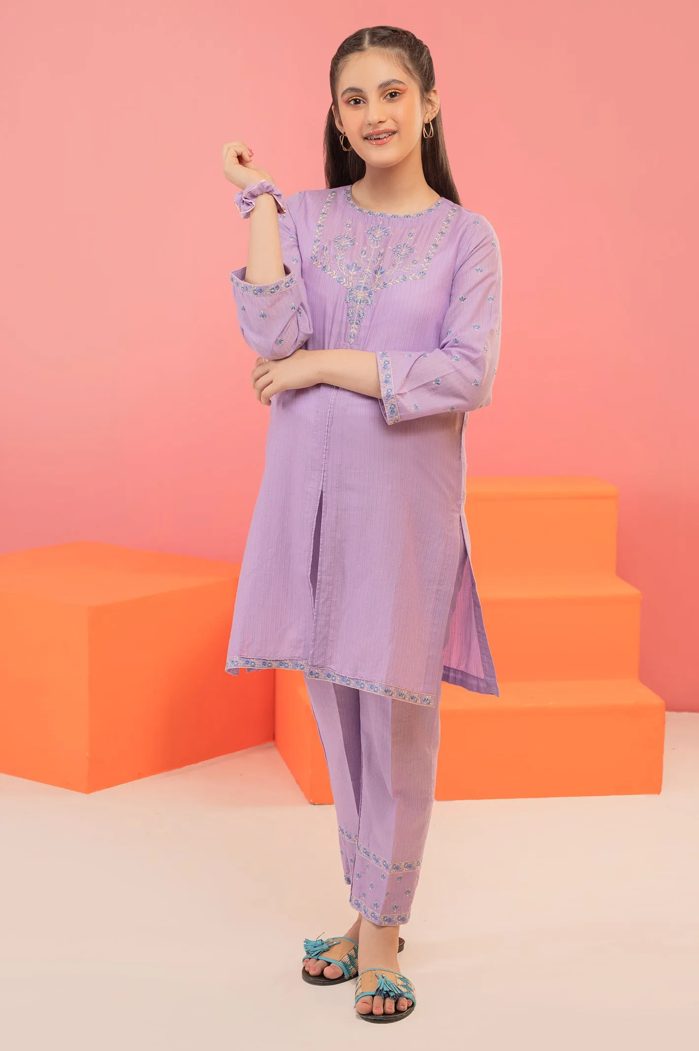 Lilac Embroidered Teens 2PC