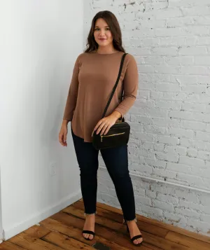 MAGNOLIA lightweight sweater tunic in Cognac