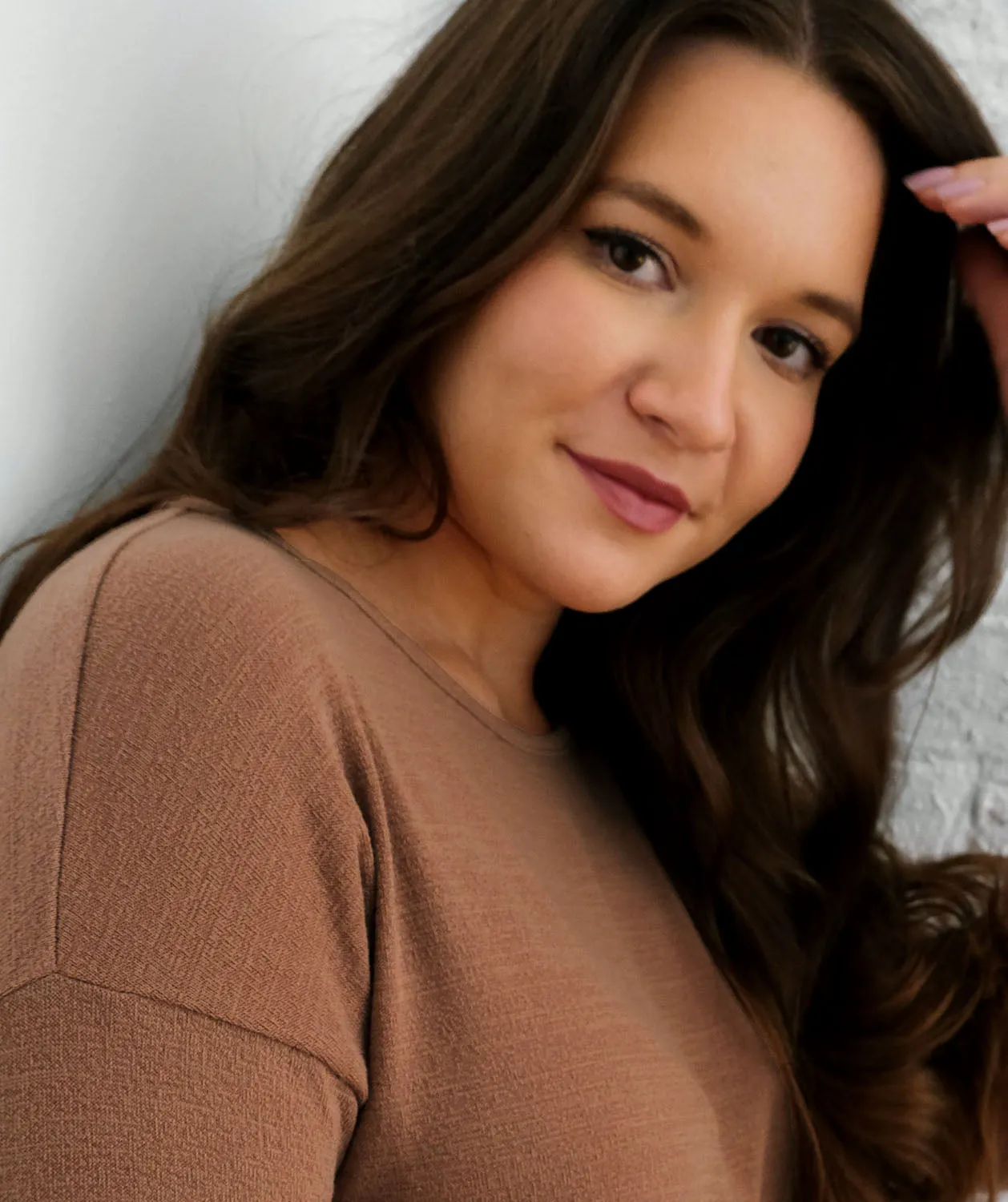 MAGNOLIA lightweight sweater tunic in Cognac