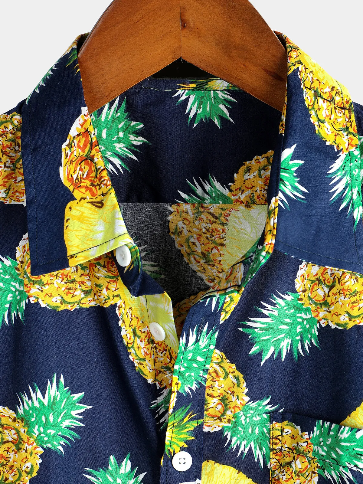 Men's Short Sleeve Pineapple Cotton Shirts