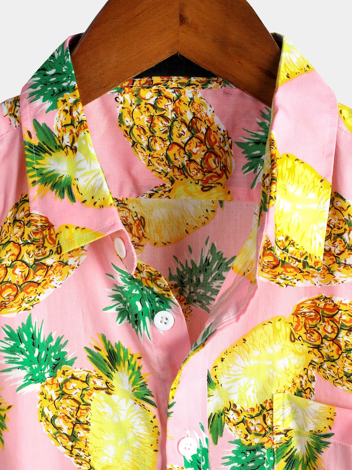 Men's Short Sleeve Pineapple Cotton Shirts