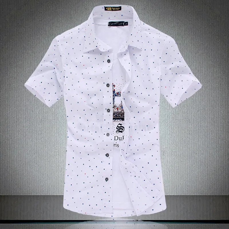 New Fashion Short Sleeve Casual Slim Mens Dress Shirts Summer Hot Shirt For Men