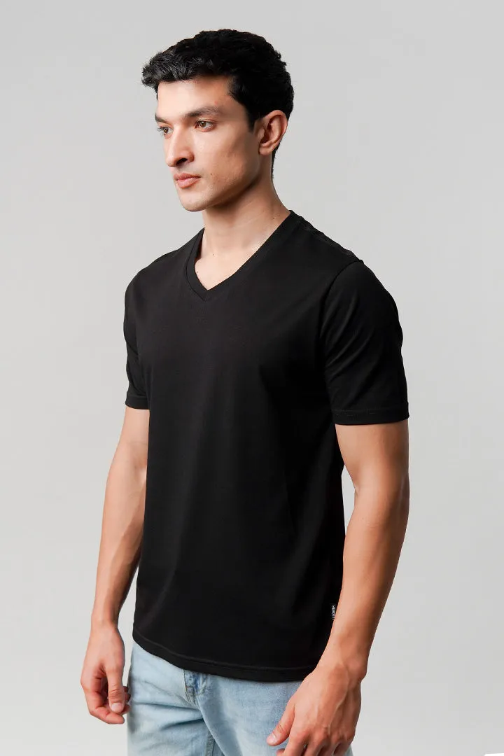Regular Fit V-Neck T-Shirt - Black