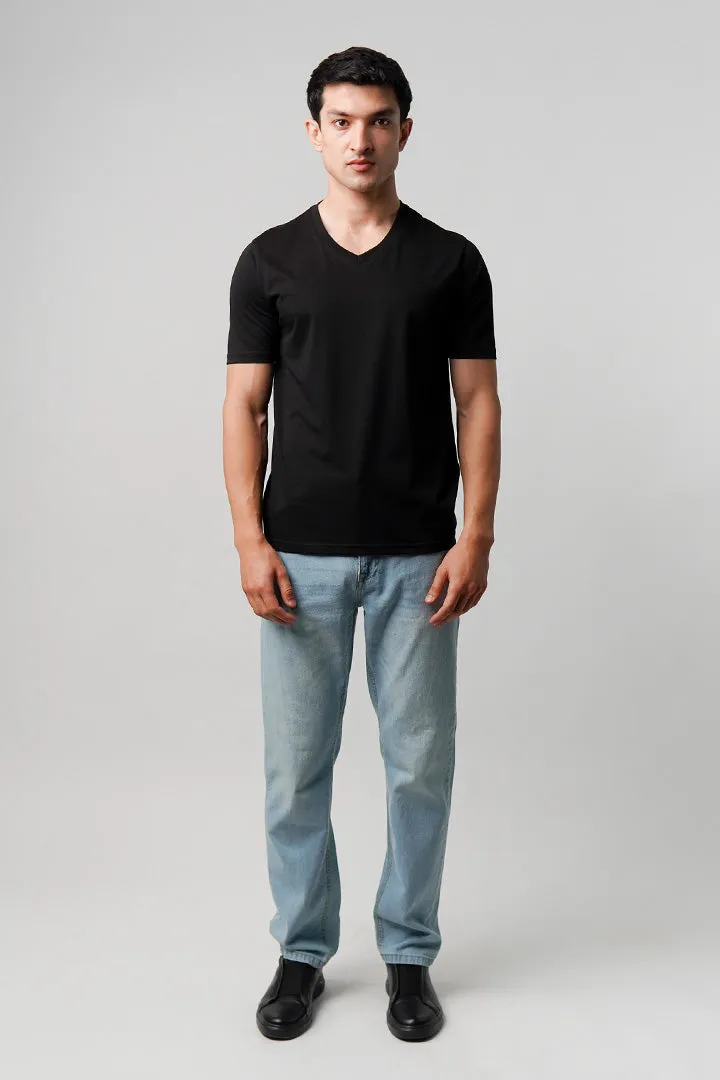 Regular Fit V-Neck T-Shirt - Black
