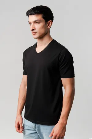 Regular Fit V-Neck T-Shirt - Black
