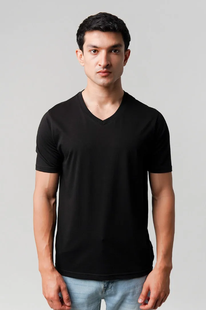 Regular Fit V-Neck T-Shirt - Black