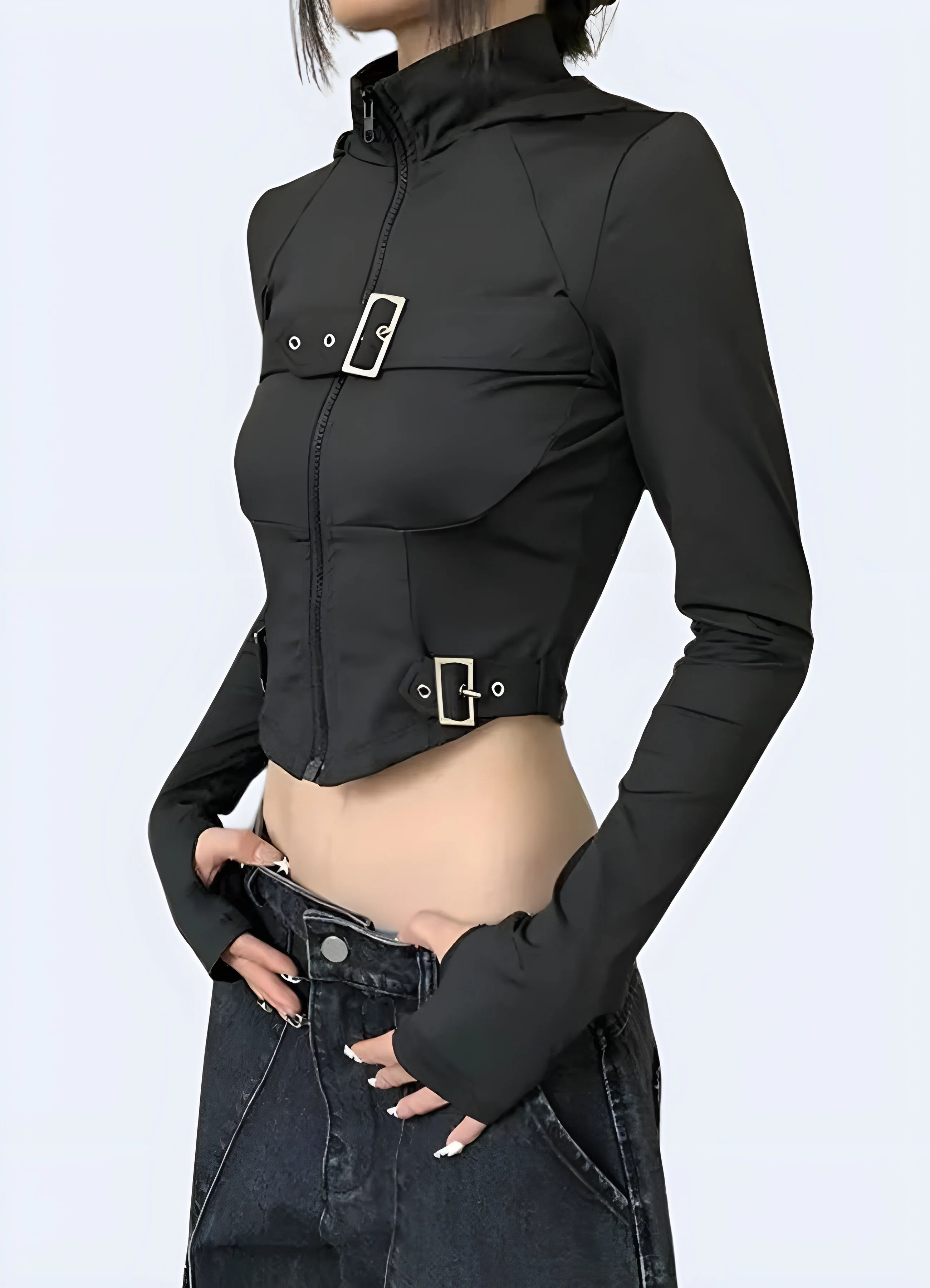 Techwear Goth Crop Top