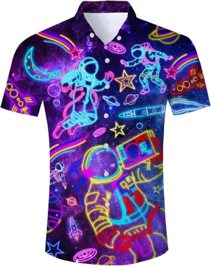 uideazone Mens Funny Hawaiian Shirts 3D Graphic Button Down Short Sleeve Tropical Holiday Beach Aloha Shirt